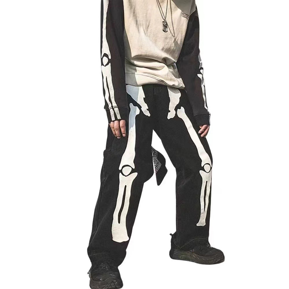 Skeleton Bone Graffiti Jeans for Men