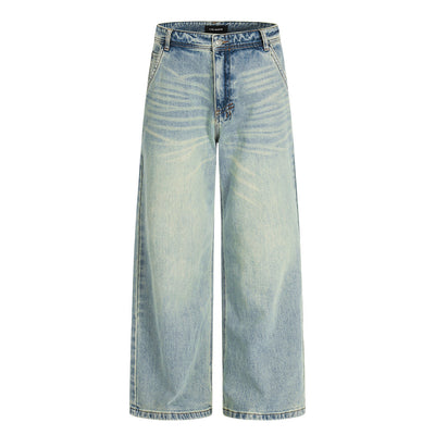 Washed denim jeans for men