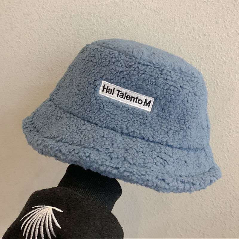 Hat Female Autumn And Winter Warm Lambswool Fishing Cap Korean Fashion Plush Cap New Fashion Letter Cap
