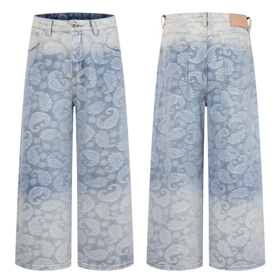Cashew jacquard jeans for men and women