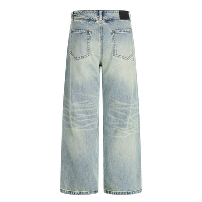 Washed denim jeans for men
