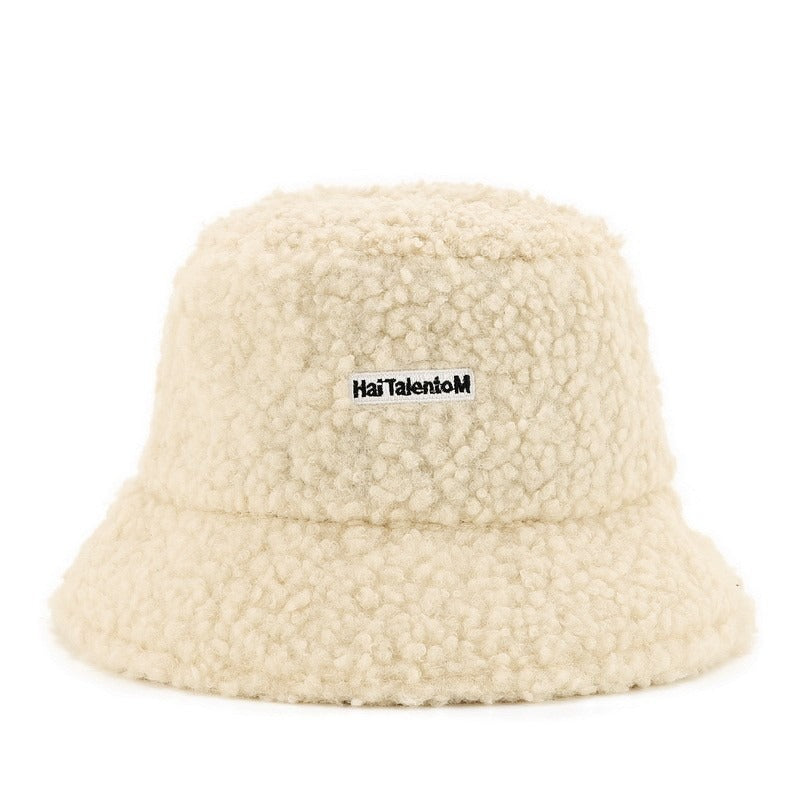 Hat Female Autumn And Winter Warm Lambswool Fishing Cap Korean Fashion Plush Cap New Fashion Letter Cap