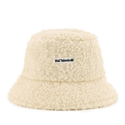 Hat Female Autumn And Winter Warm Lambswool Fishing Cap Korean Fashion Plush Cap New Fashion Letter Cap