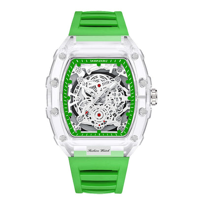 Cross-border Watch Unique Barrel-shaped Quartz Watch Fashion Transparent Men's Watch Waterproof Wristwatch
