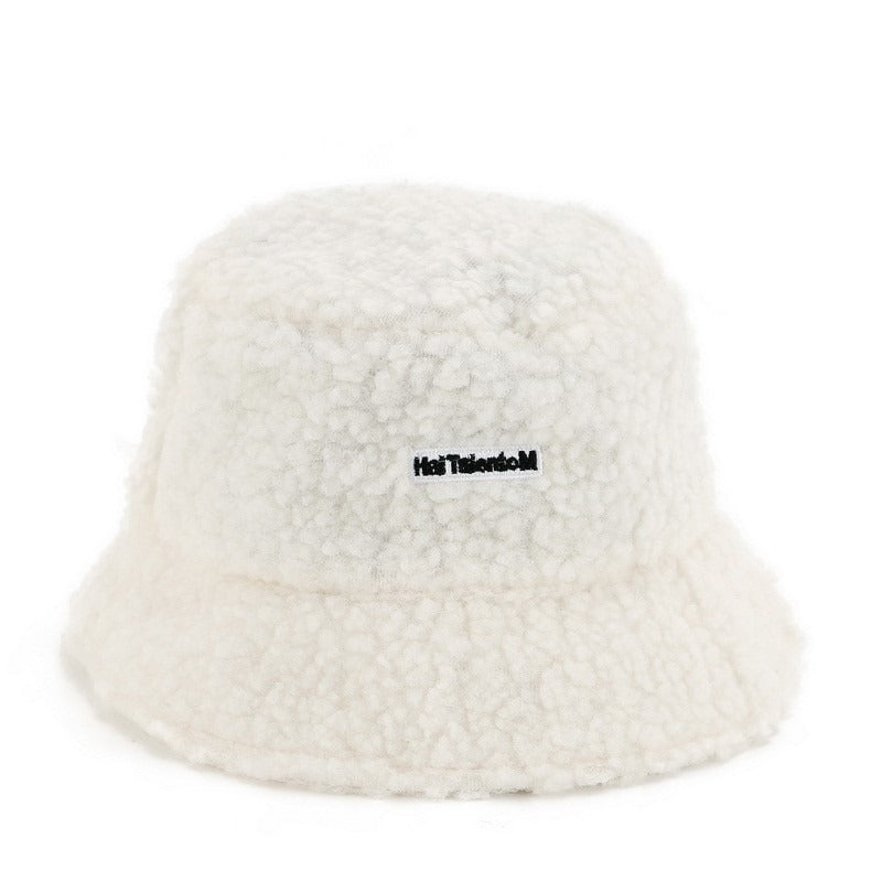 Hat Female Autumn And Winter Warm Lambswool Fishing Cap Korean Fashion Plush Cap New Fashion Letter Cap