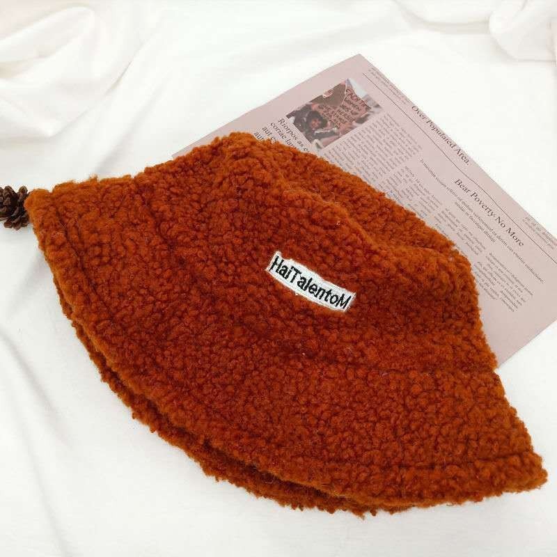 Hat Female Autumn And Winter Warm Lambswool Fishing Cap Korean Fashion Plush Cap New Fashion Letter Cap