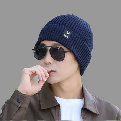 Winter Warm Thickened Knitted Cap Men And Women New Outdoor Cold Woolen Cap Ear Protection Cycling Anti-Cold Cap