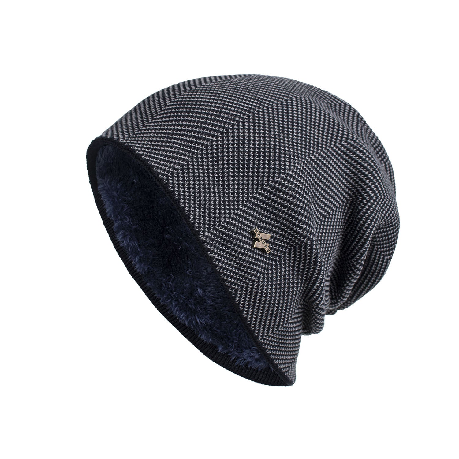 Velvet H-iron label pullover cap knitted yarn cap