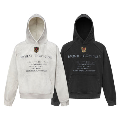 Emblem Embroidered Letter Hoodie Loose Hoodie Hoodie