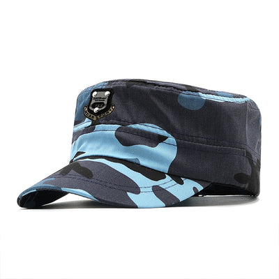 Leather Label Flat Cap Men's Military Cap Spring And Summer Camouflage Cap Travel And Leisure Sun Hat Outdoor Mountaineering Hat