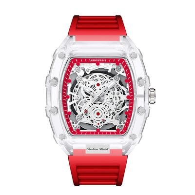 Cross-border Watch Unique Barrel-shaped Quartz Watch Fashion Transparent Men's Watch Waterproof Wristwatch