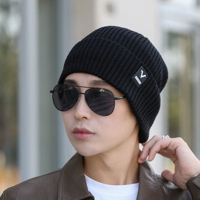 Winter Warm Thickened Knitted Cap Men And Women New Outdoor Cold Woolen Cap Ear Protection Cycling Anti-Cold Cap