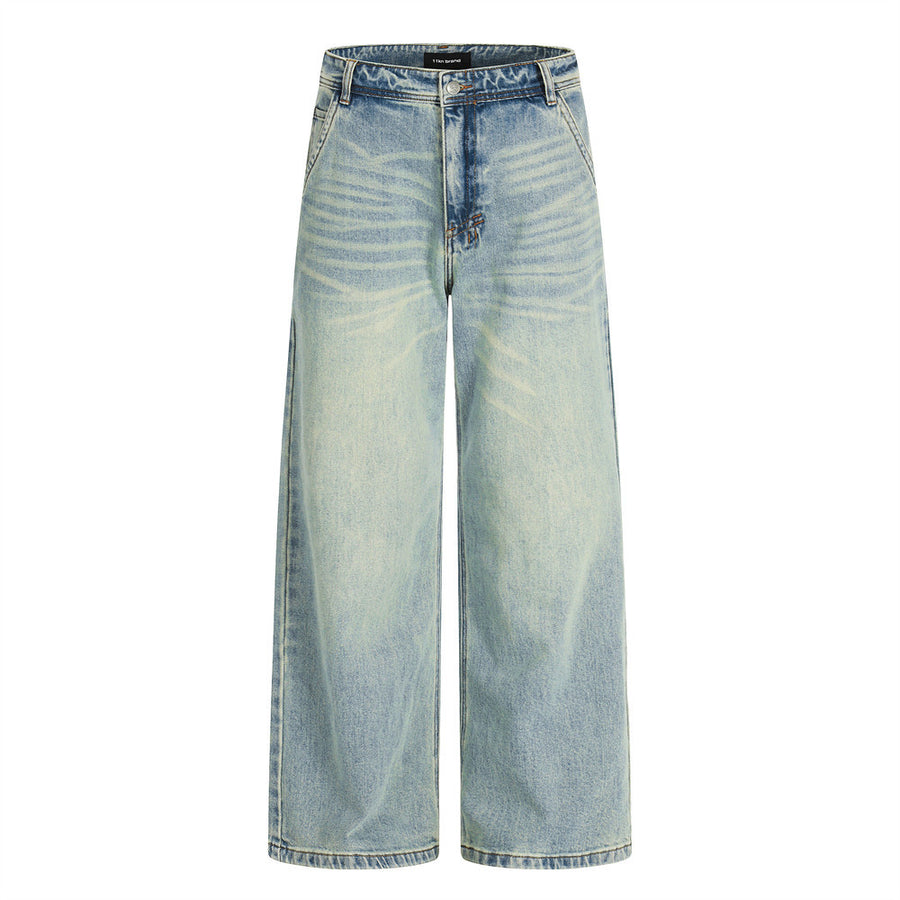 Washed denim jeans for men
