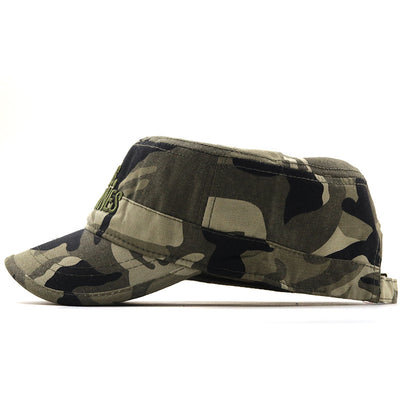 Student Military Training Camping Hat Flat Cap Woodland Camouflage Training Cap Cotton Outdoor Peaked Cap Sunshade