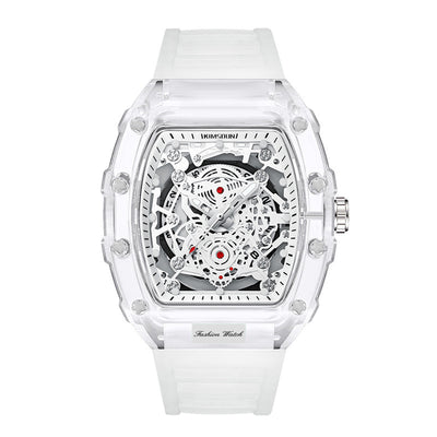 Cross-border Watch Unique Barrel-shaped Quartz Watch Fashion Transparent Men's Watch Waterproof Wristwatch