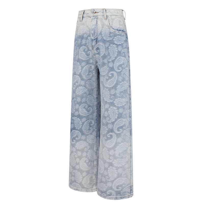 Cashew jacquard jeans for men and women