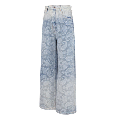 Cashew jacquard jeans for men and women