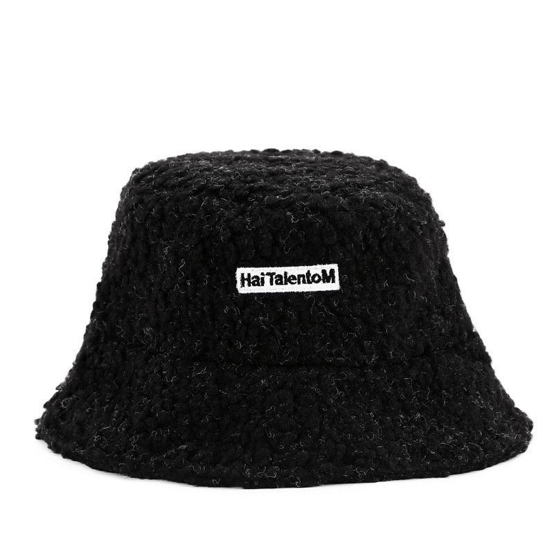 Hat Female Autumn And Winter Warm Lambswool Fishing Cap Korean Fashion Plush Cap New Fashion Letter Cap