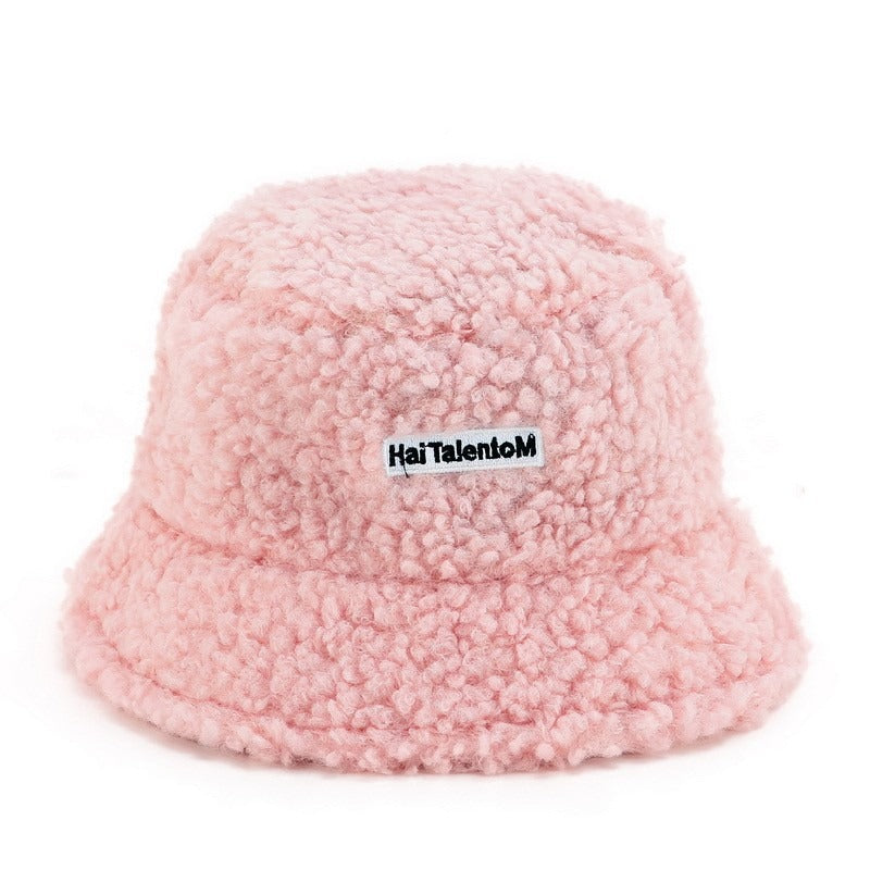 Hat Female Autumn And Winter Warm Lambswool Fishing Cap Korean Fashion Plush Cap New Fashion Letter Cap