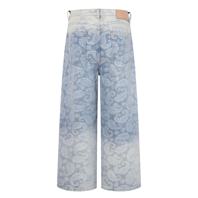 Cashew jacquard jeans for men and women