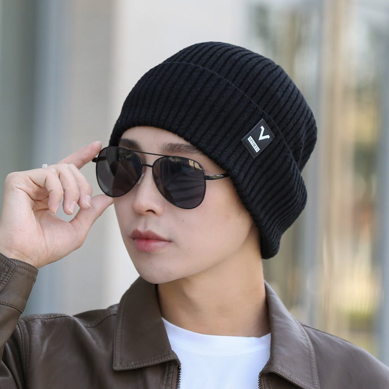 Winter Warm Thickened Knitted Cap Men And Women New Outdoor Cold Woolen Cap Ear Protection Cycling Anti-Cold Cap