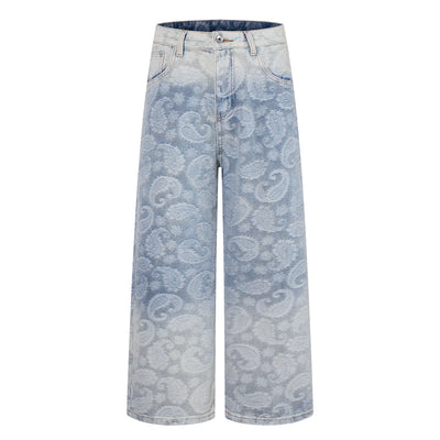 Cashew jacquard jeans for men and women