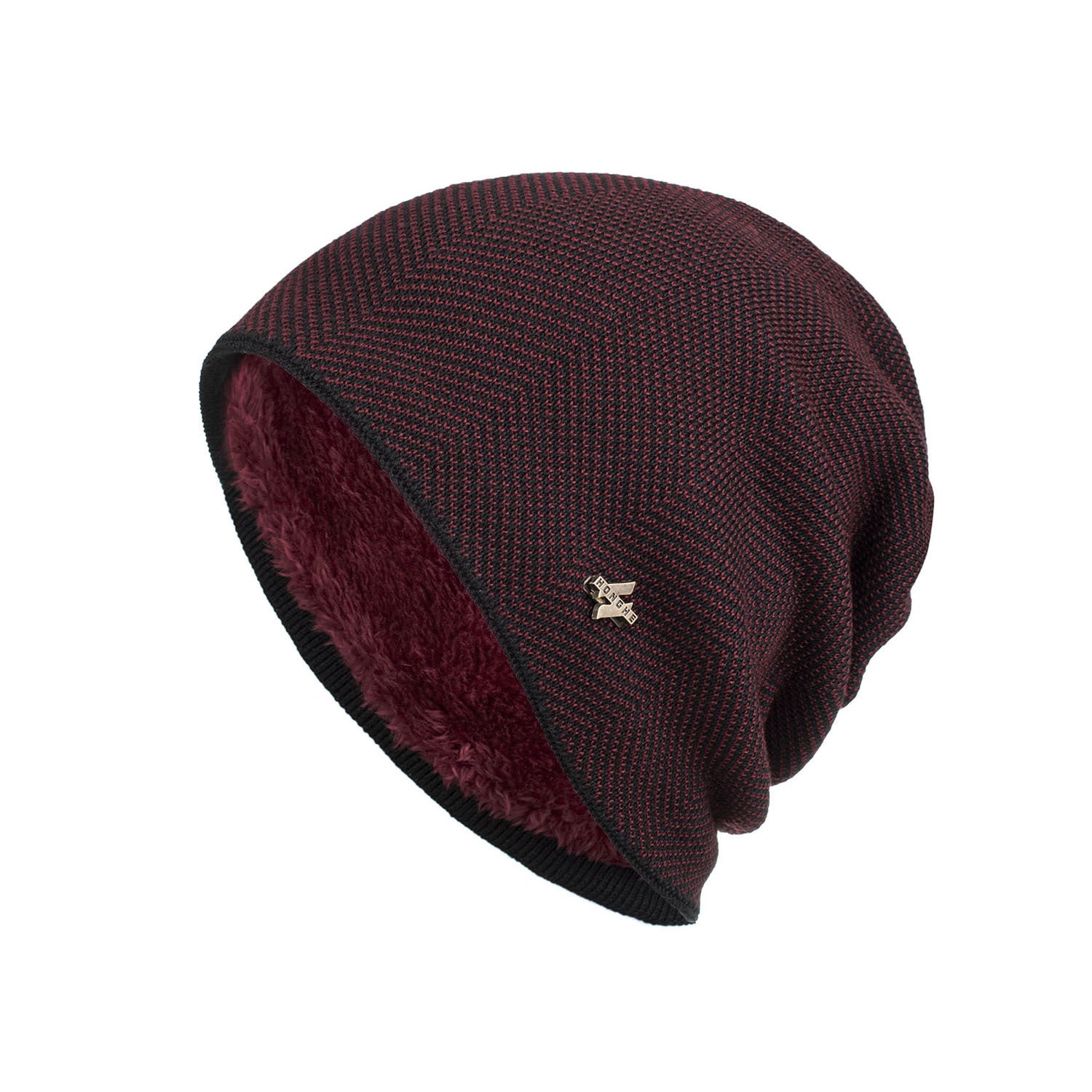 Velvet H-iron label pullover cap knitted yarn cap