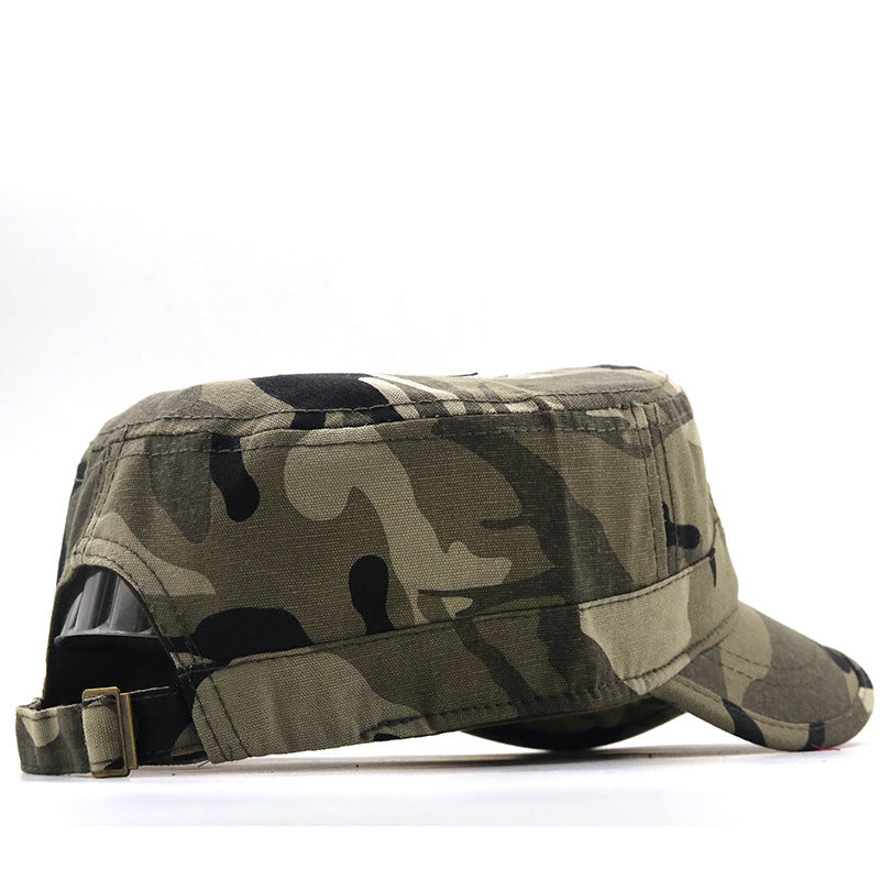 Student Military Training Camping Hat Flat Cap Woodland Camouflage Training Cap Cotton Outdoor Peaked Cap Sunshade