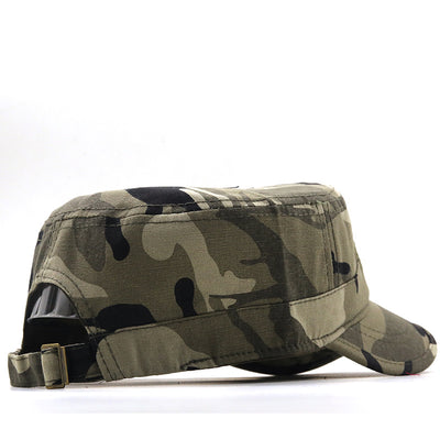 Student Military Training Camping Hat Flat Cap Woodland Camouflage Training Cap Cotton Outdoor Peaked Cap Sunshade