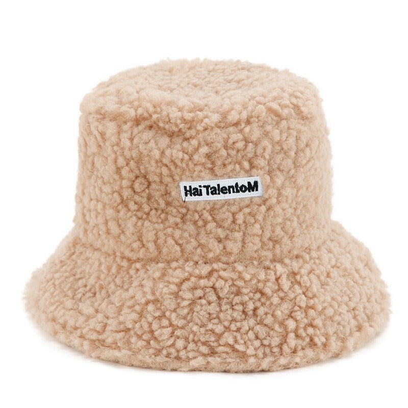 Hat Female Autumn And Winter Warm Lambswool Fishing Cap Korean Fashion Plush Cap New Fashion Letter Cap
