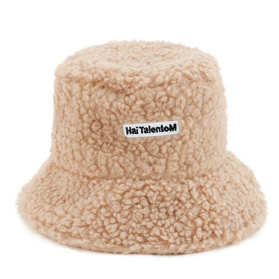 Hat Female Autumn And Winter Warm Lambswool Fishing Cap Korean Fashion Plush Cap New Fashion Letter Cap