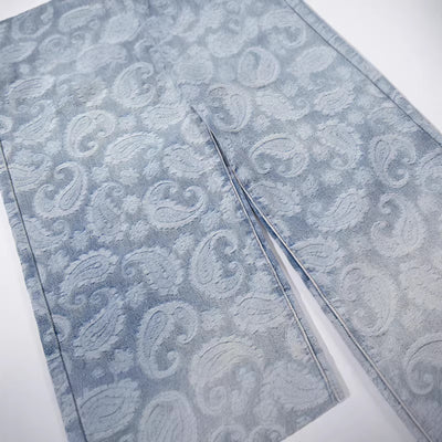 Cashew jacquard jeans for men and women